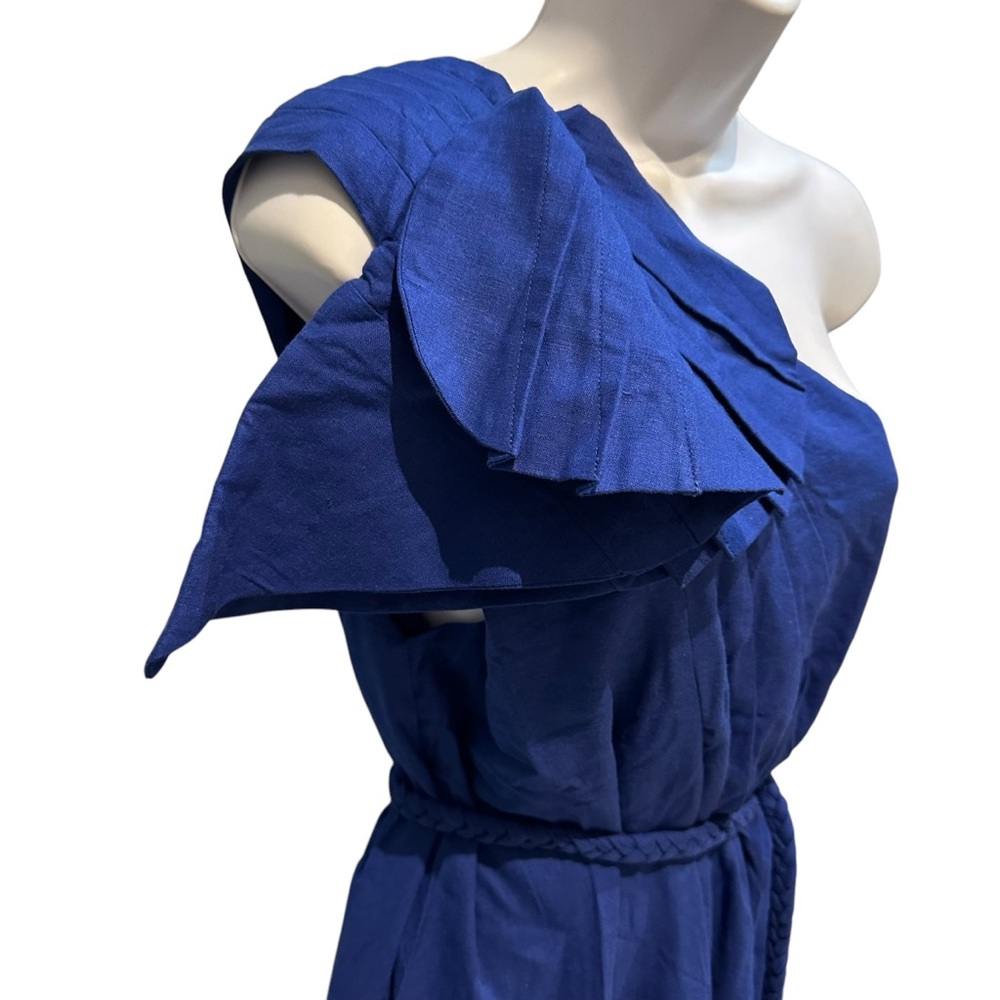 Farm Rio One Shoulder Blue Leaf Maxi Dress Small New with Tag - Picture 8 of 16